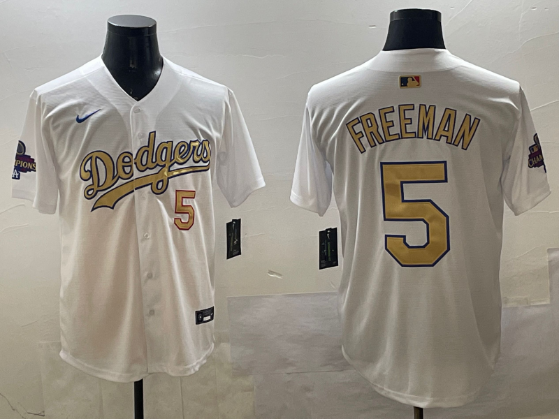 Men's Los Angeles Dodgers Freddie Freeman #5 White 2025 Gold Collection Limited Jersey